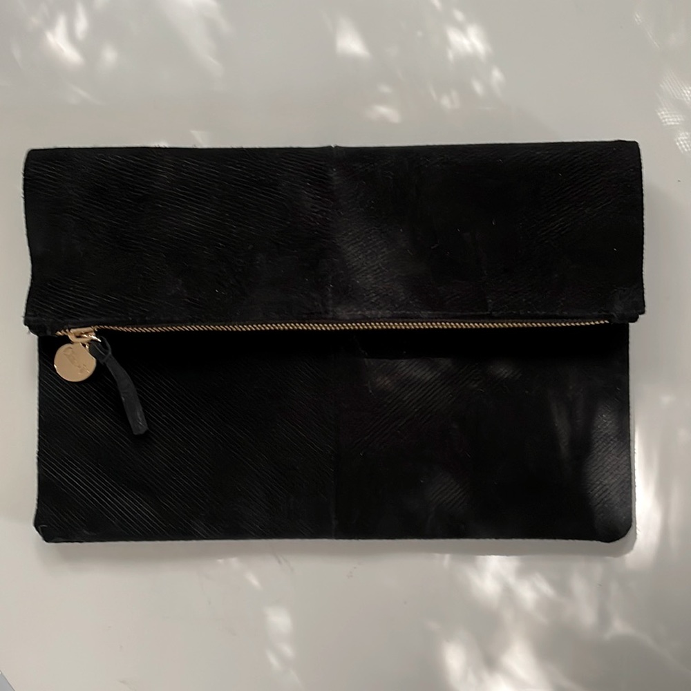 Clare V Black Suede Foldover Clutch